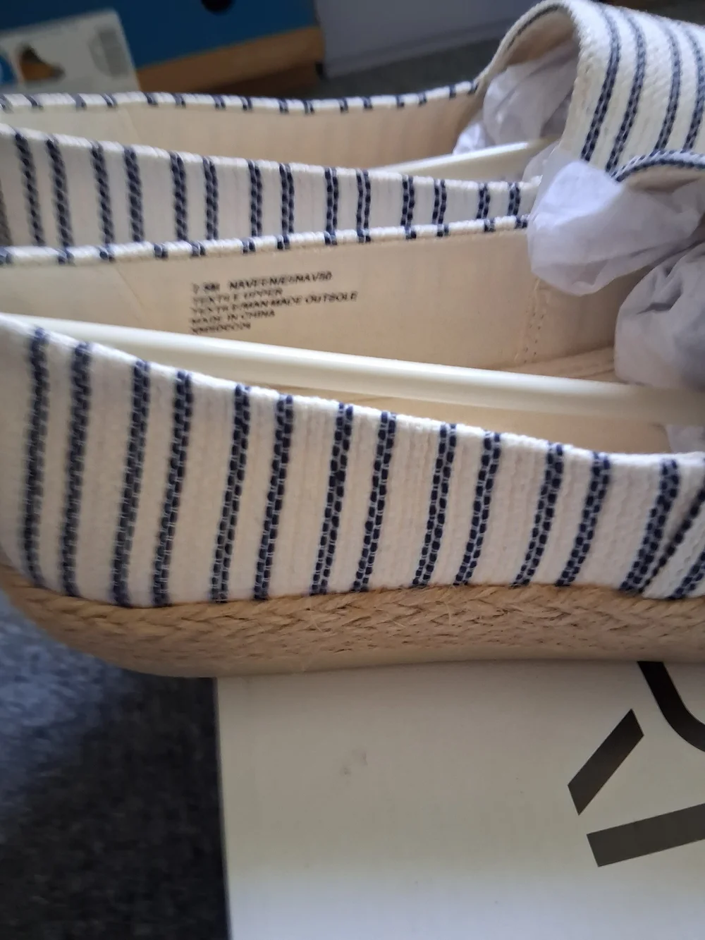 Esprit Striped Canvas Espadrilles - Navy & Cream